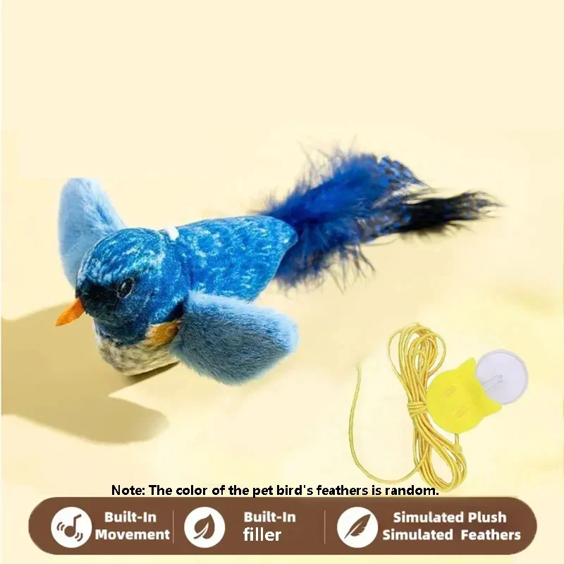 1–3 Stück: Dieses Katzenspielzeug imitiert Vogelgeräusche, um die Katze zu unterhalten. Das elastische Seil hilft, Langeweile zu vertreiben und verhindert, dass die Katze daran kratzt oder beißt. – Detail 4