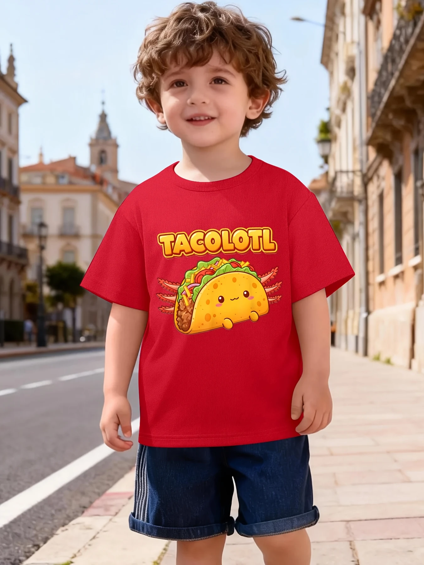 Cute Tacolotl Axolotl Taco Mix Cartoon Food Graphic Print T Shirt Family Matching Boys Girls Kids Casual Short Sleeve Tops