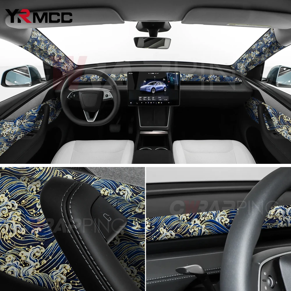 Car Interior Stickers Self-adhesive Cloth Furniture Vinyl Wrap Embroidery Auto Interior Modification Sticker for Car Accessories