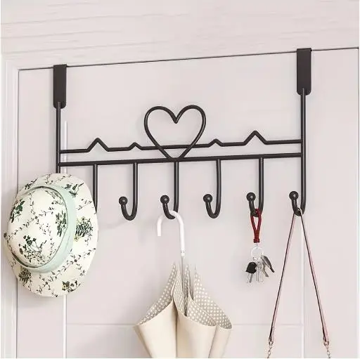 Heart-Shaped Wall Mount Hanging Organizer For Easy-Install Over-The-Door Coat Rack Clothes Accessories Door Hanger Home Bracket