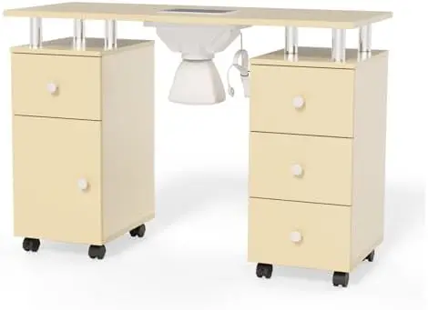 Manicure Table Nail Desk for Nail Tech, Nail Table Station w/Electric Dust Collector, Makeup Beauty Salon Storage