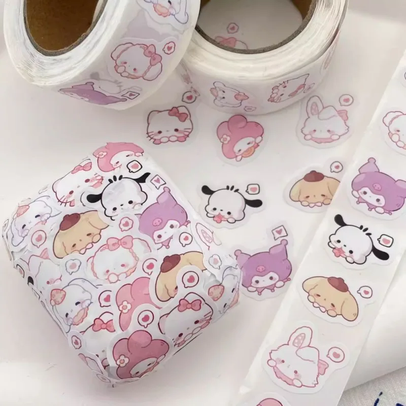 500pcs Sanrio Hello Kitty Kuromi Cinnamoroll Pochacco Anime Cartoon  Roll Sticker DIY Laptop Phone Diary Cute  Decorate Stickers