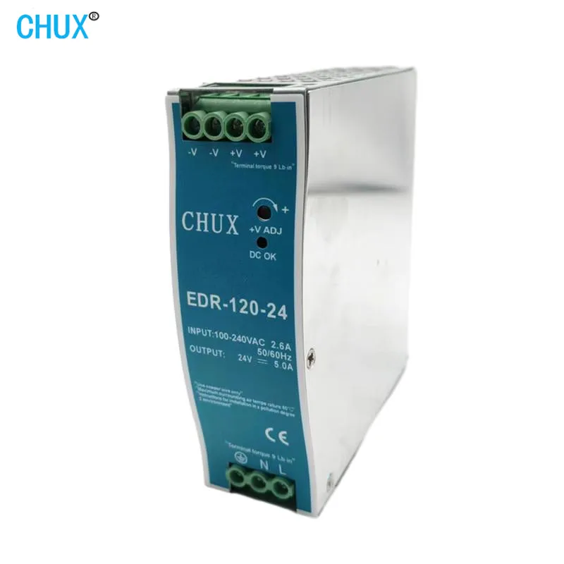 

CHUX Edr 120w 24v Industry Switching Mode Power Supply Edr-120w Din Rail For Cnc Cctv Led Light Smps Power Supplies