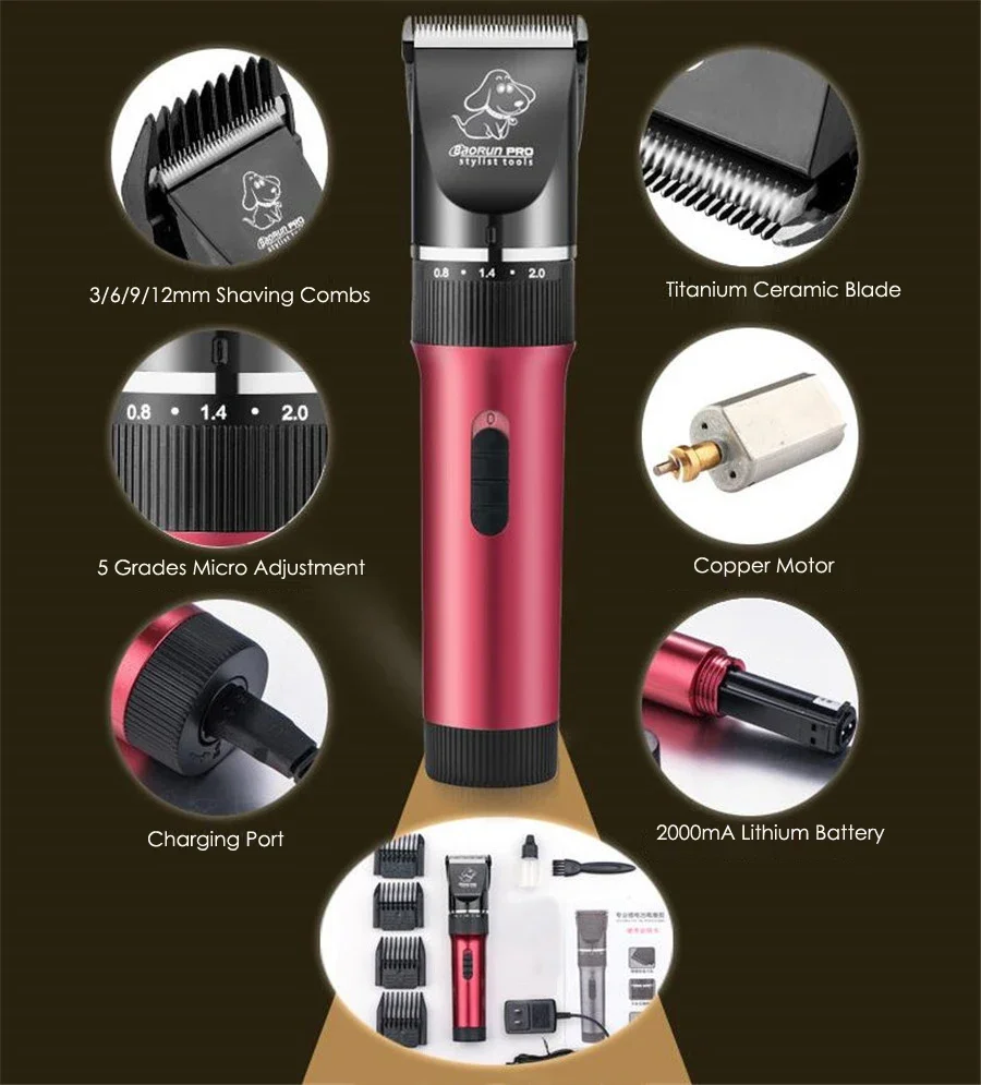 BaoRun P6 P7 المهنية قابلة للشحن الحيوانات الأليفة القط الكلب الشعر المتقلب الكهربائية المقص ماكينة حلاقة مجموعة آلة حلاقة أدوات للعناية الشخصية Vgr