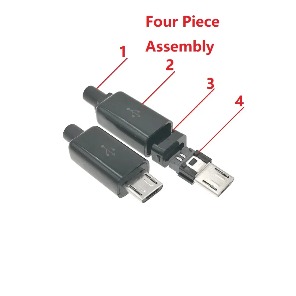 Conector de montaje Micro USB tipo B, conector macho de 5 pines, 10 piezas, bricolaje, cuatro piezas