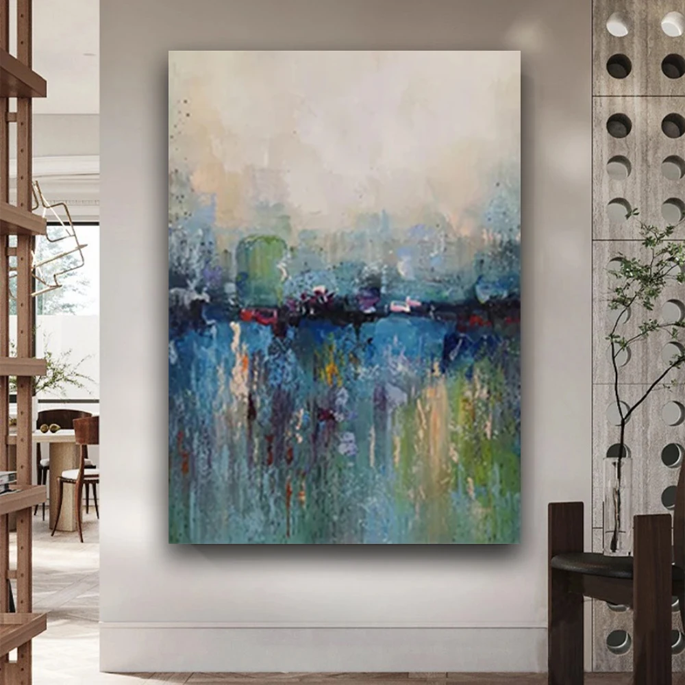 

Nordic Life Abstract Wall Art Poster 100% Hand-Painted Modern Scene Mural Gold Silver Oil Painting On Canvas Picture Decor Home