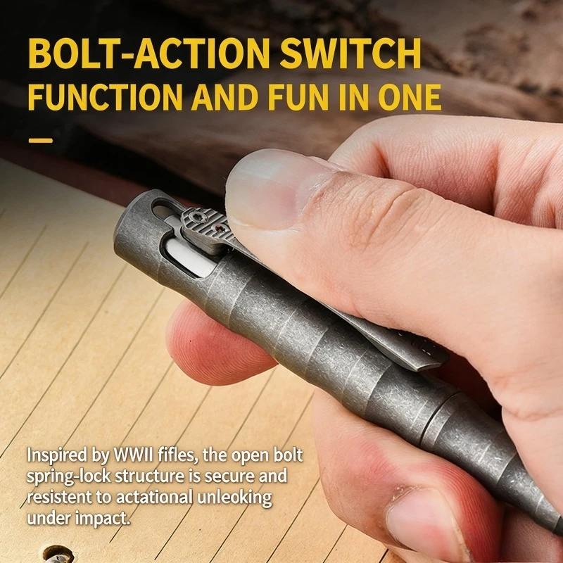 Titanium Tactical Pen Matte Finish Bolt‑Action Design Portable Signature Pen Survival EDC Metal Pen