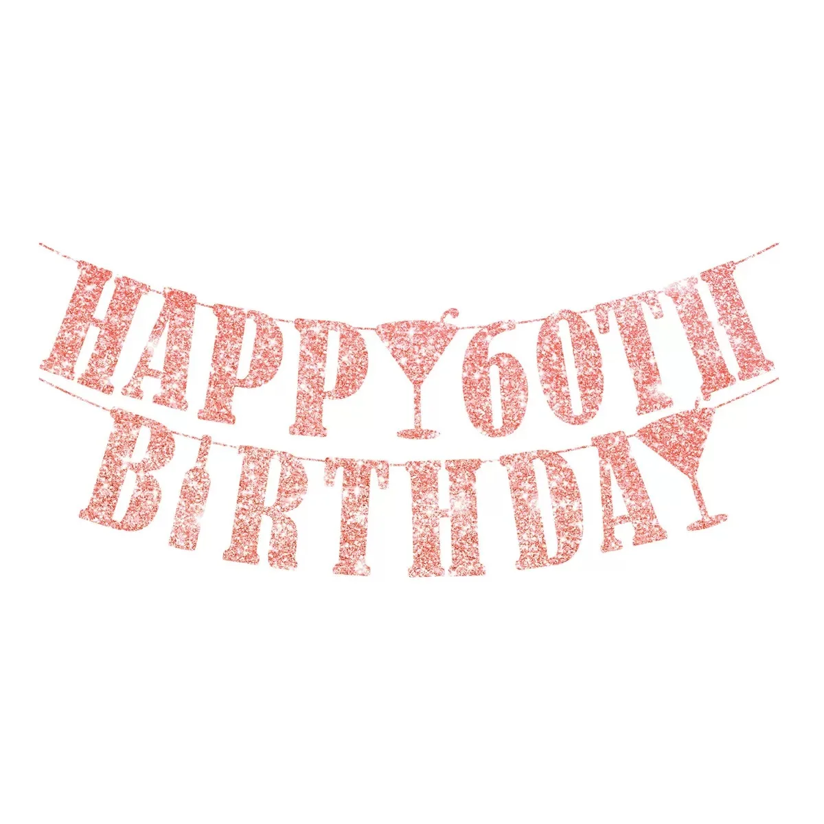 الوردي الوردي 60TH عيد ميلاد الديكور بالونات عيد ميلاد سعيد راية بهرج جارلاند النثار للكبار 60 حفلة عيد ميلاد الديكور #3