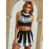 New sexy female student cheerleading costume women's adult cheerleading uniform dance uniform sleeveless crop top with mini p 4
