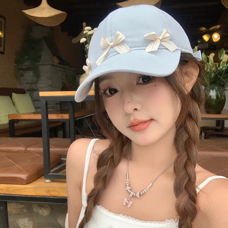 

2024 New Bow Sweet Baseball Cap Women's Korean Version Casual Versatile Sunscreen Adjustable Casual Sports Hat Gorras