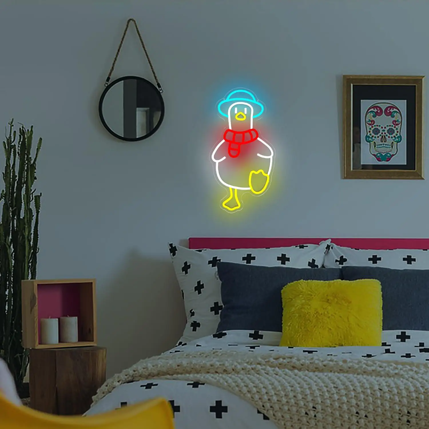 Cute Silly Goose Neon Sign USB Dimmable LED Neon Light for Bedroom Living Room Game Room Funny Neon Wall Art Creative Gift