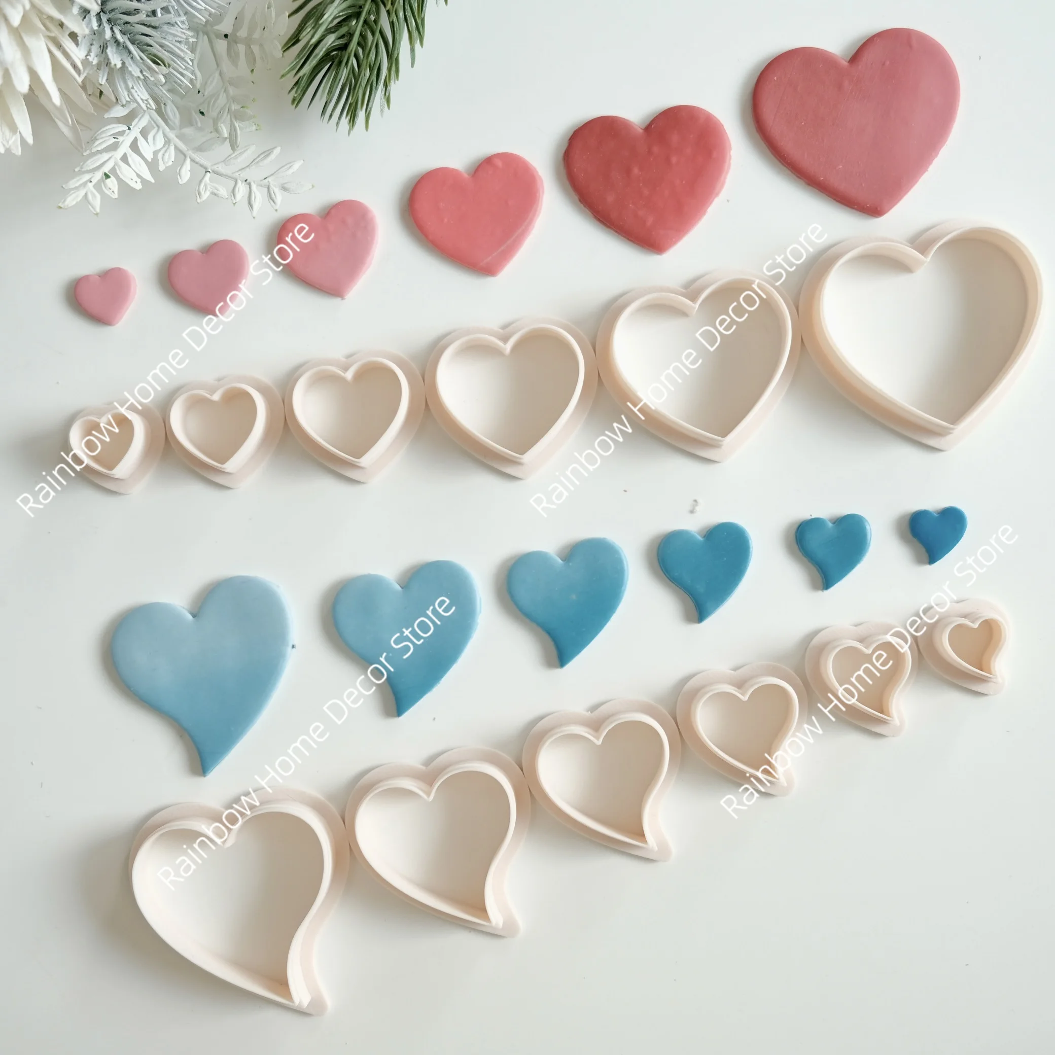 6pcs Love Heart Polymer Clay Cutters Valentine's Day Different Size Heart Shape Pottery Clay Molds Earrings Pendant Making Tools