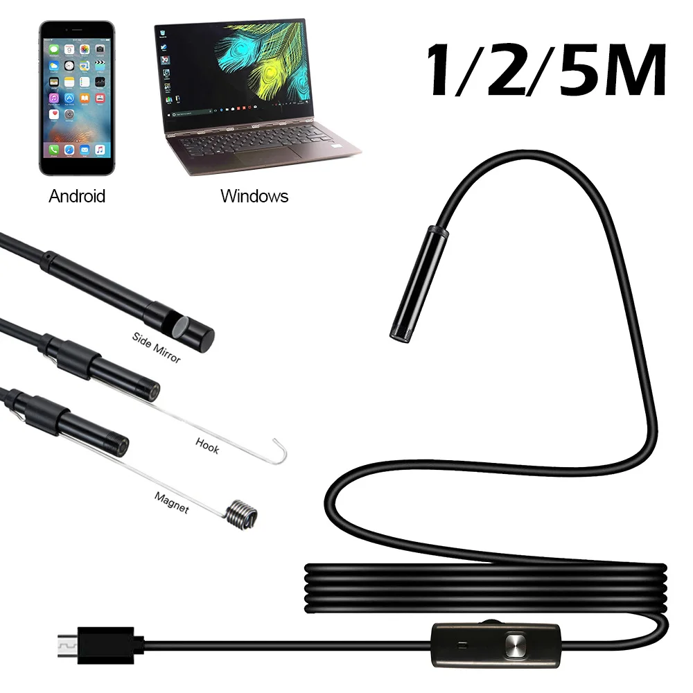 USB Endoscope 2m USB Endoscope IP67 Waterproof Android Borescope with HD Coms Camera Industrial Borescope for Android Cable