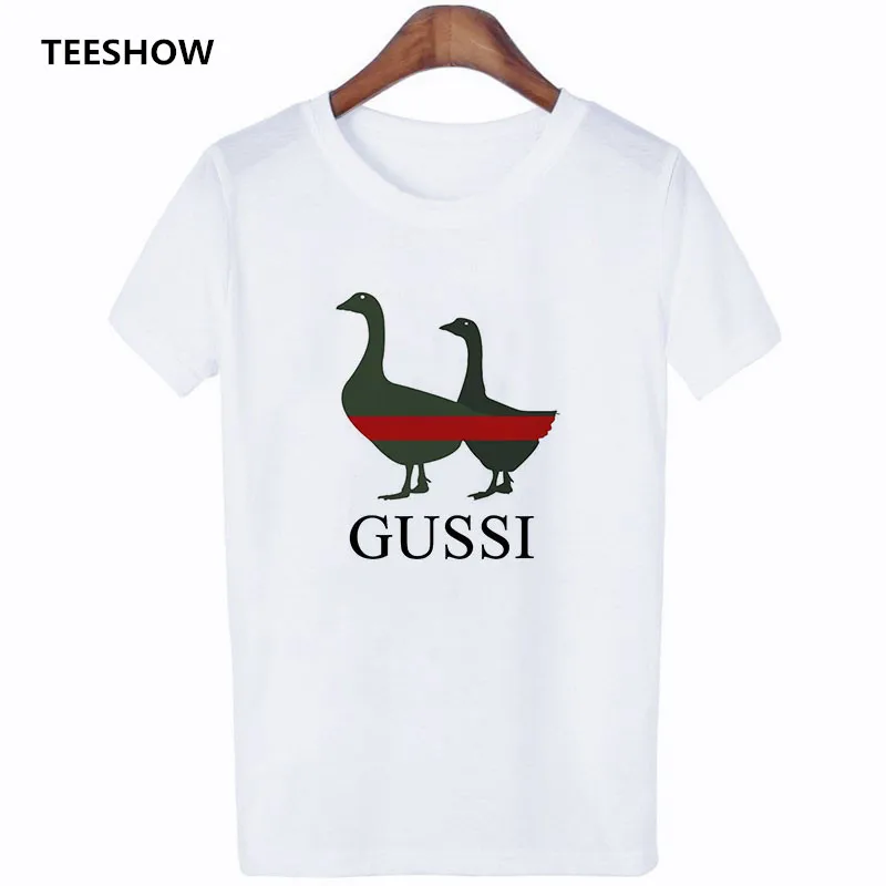 Women T SHIRT Clothes Two Goose Gothic Printed Funny Ga Ga Ga T-shirt Korean Short-sleeve Harajuku tshirts Aesthetic Tee Tops