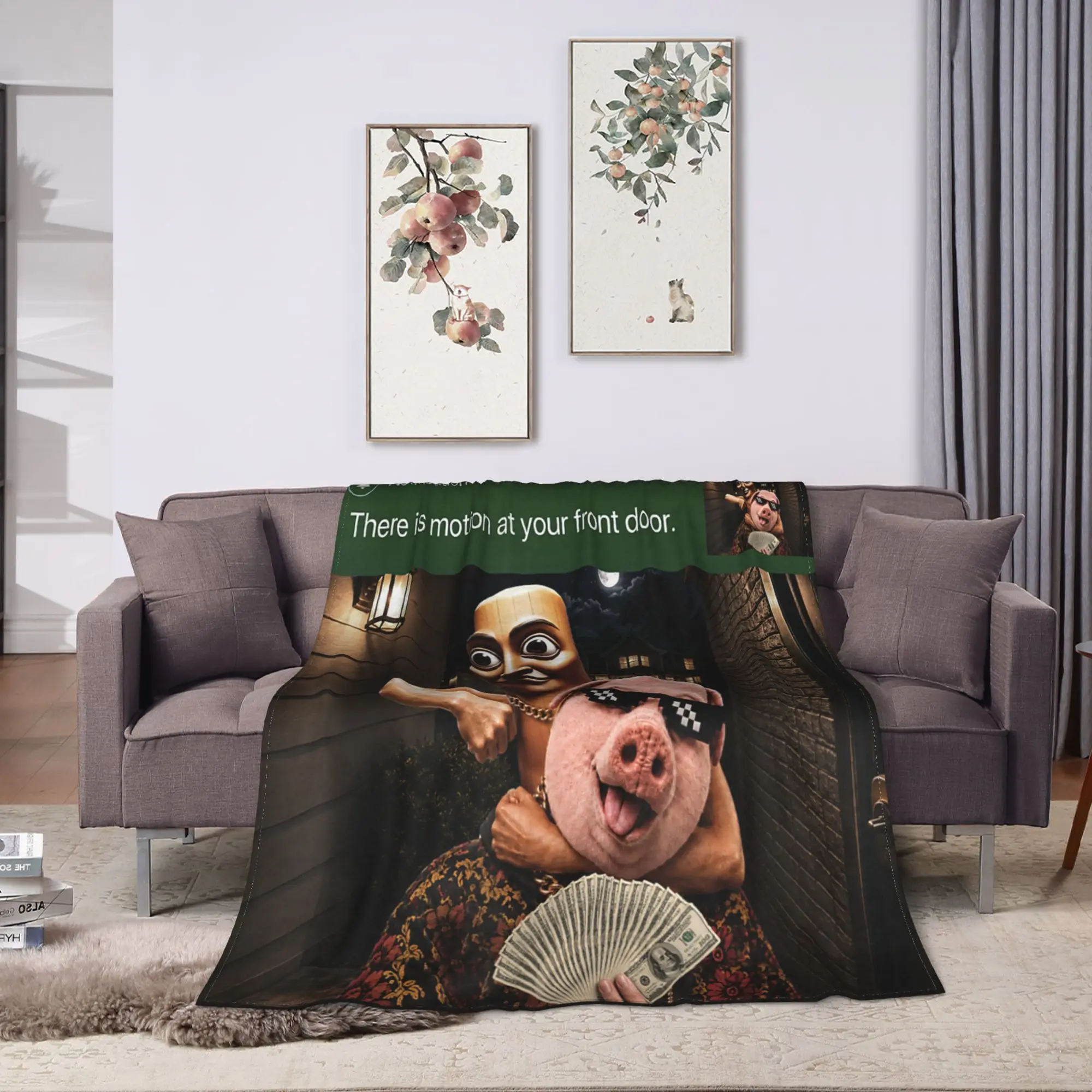 There is Motion at Your Front Door Tung Sahur John Pork Blanket Winter Soft Throw Blanket For Girls Outdoor Flannel Bedspread