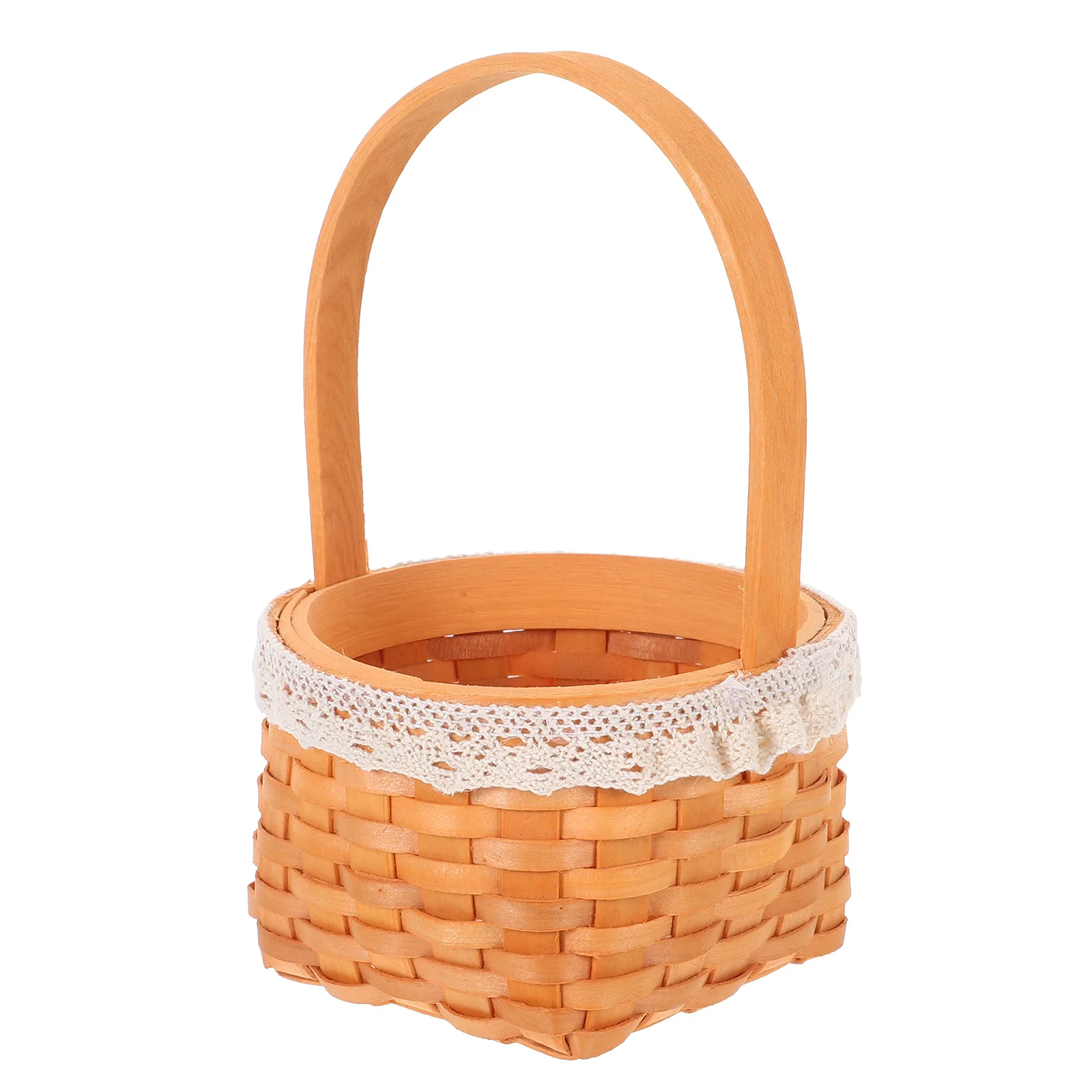 

Mini Handheld Woven Basket for Eggs Candies Snacks Flower Arrangement Kitchen Storage Natural Wood Fruit Easter Chicken