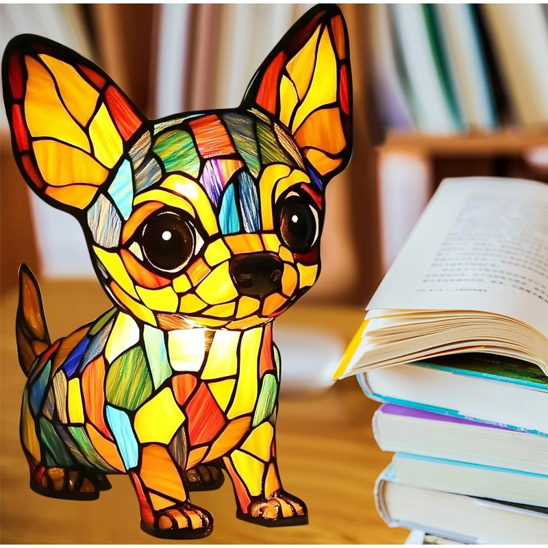 Pet Lamp Magical Corgi Dog Ranch Glowing Night Light Beautiful Light Bedside Table Lamp With USB Retro Home Decor