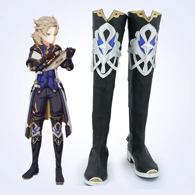 

Game Genshin Impact Cosplay Mondstadt Albedo Shoes Halloween Party Fancy Knee-high Boots Costumes Carnival Customized