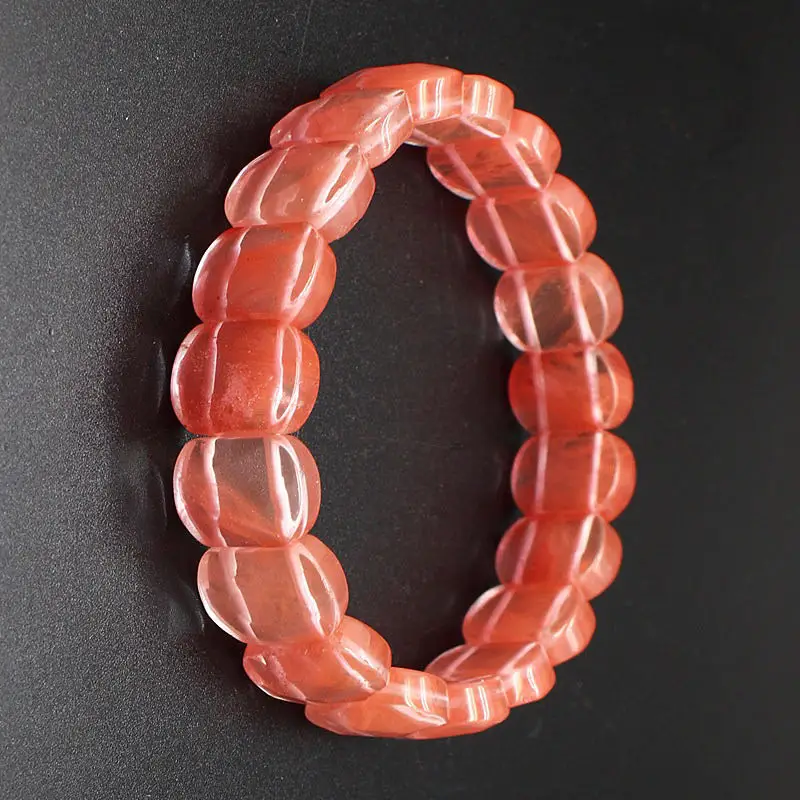 

Factory Natural Stone Watermelon Red Bracelet Handmade Personalized Geometry Good Luck Wealth Energy Mermaid Fashion Gift Box
