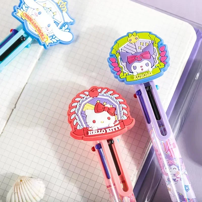 6 Multicolored New Pens Academy Series Sanrio mymelody Kuromi Cinnamoroll Cute bear Cartoon Ballpoint Pen School Stationery gift