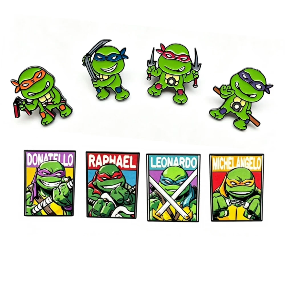8pcs Cute Cartoon Green Warrior Enamel Pin Pack, Halloween Party Accessories Metal Badges for Clothing Bags