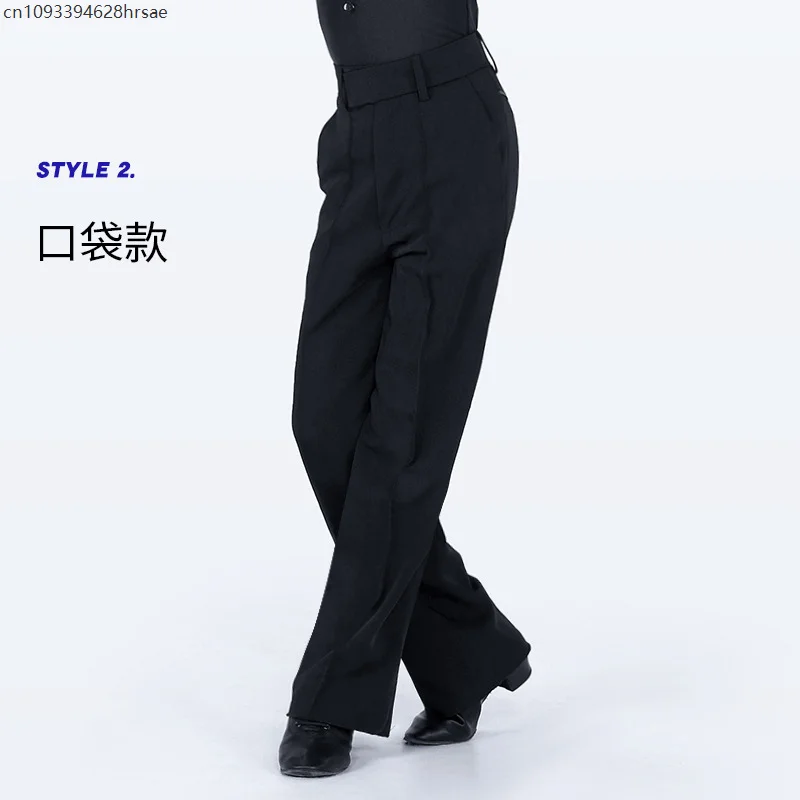 Zwarte Latin Moderne Ballroom Tango Salsa Samba Broek Oefenwedstrijd Latin Dansbroek Voor Heren Kinderen Jongens