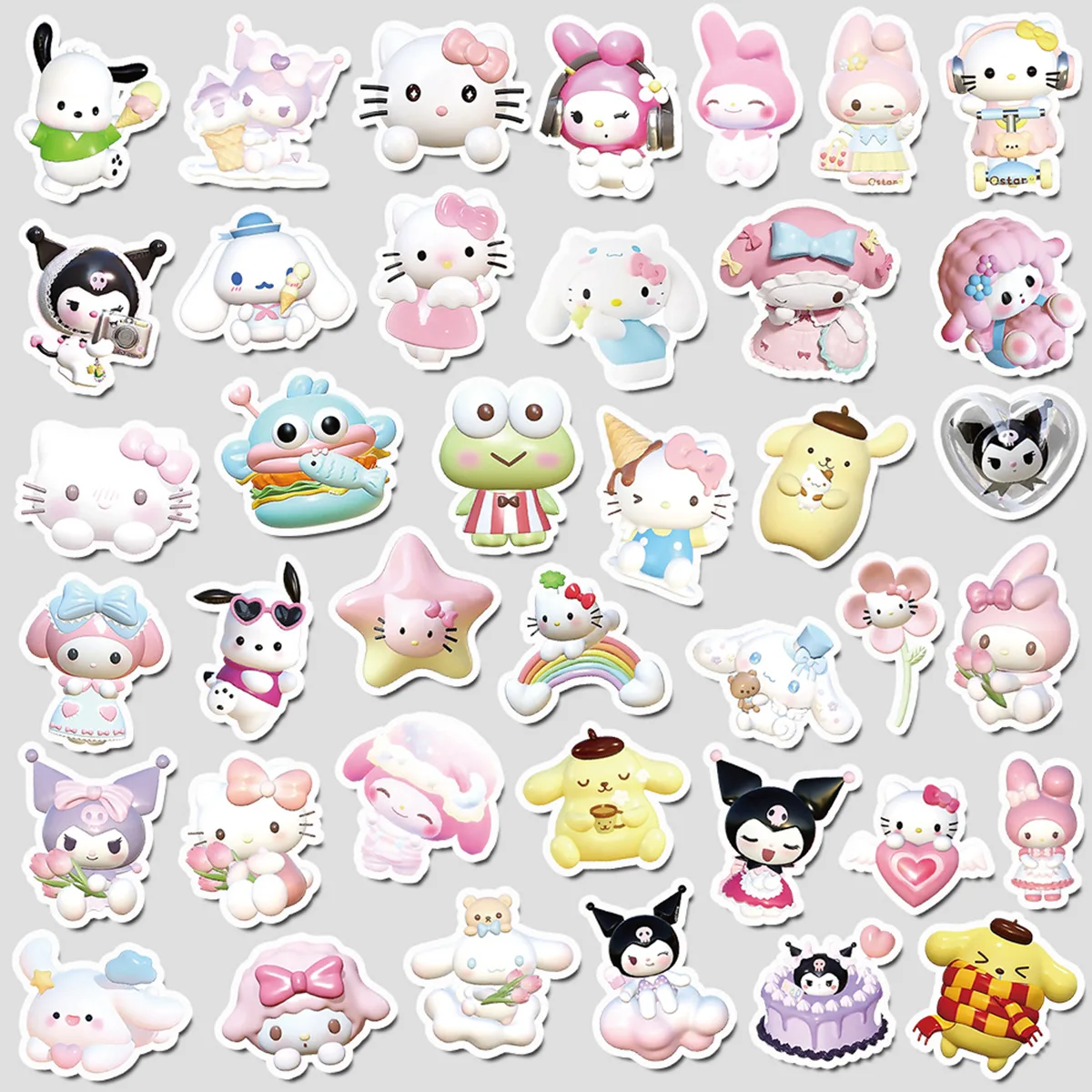 2024 NEW 50pcs Sanrio Cute Hello Kitty Kuromi Children DIY Waterproof Sticker