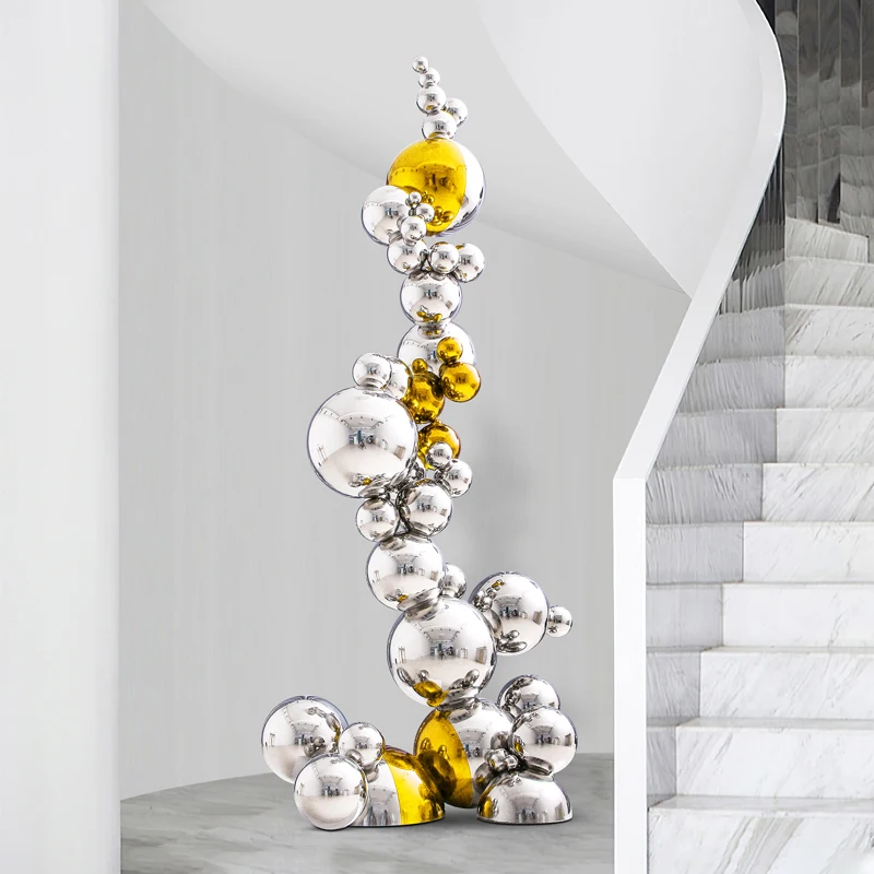 za-Luxury Interior Home Decor Friendly Stainless Steel Metal Texture Sculpture for Hotel Residential Abstract Designer's Craft%