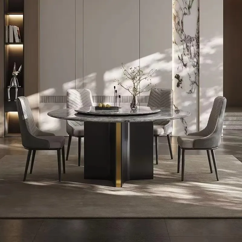 

fu-Unique Italian-designed Round Dining Table for 6-8 Persons Sintered Stone Tabletop Kitchen Furniture for Domestic Use!