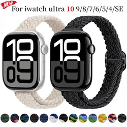 Nylon Strap for Apple Watch 9 8 7 45mm 41mm Ultra 49mm Slim Braided Loop wristband iWatch 6 5 4 SE 44mm 40mm 10 46mm 42mm correa