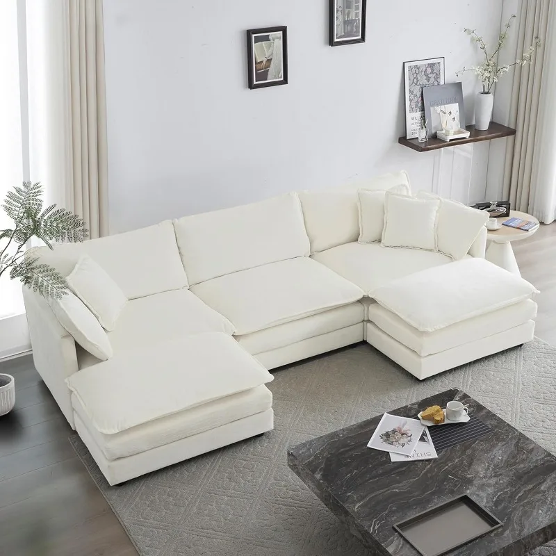 111.5“ Oversized Modular Sectional Sofa, Comfy Cloud Couch for Living Room, Modern Chenille Large U Shaped Couch