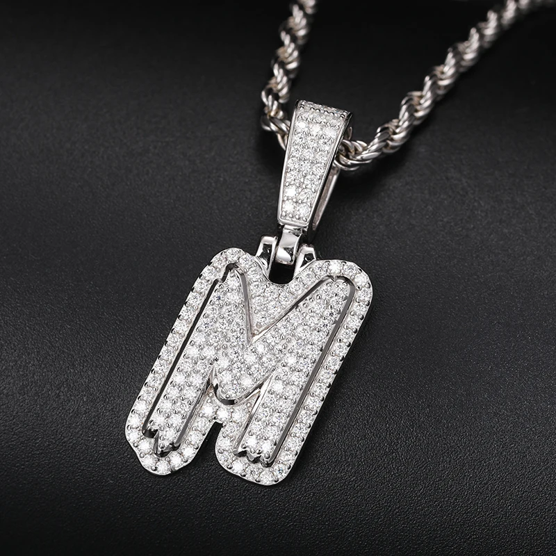 Imagem -04 - Tuhe-moissanite A-z Letters Pingente para Homens Prata 925 Jóias Hip Hop Nome Inicial na Moda Unisex Vvs1