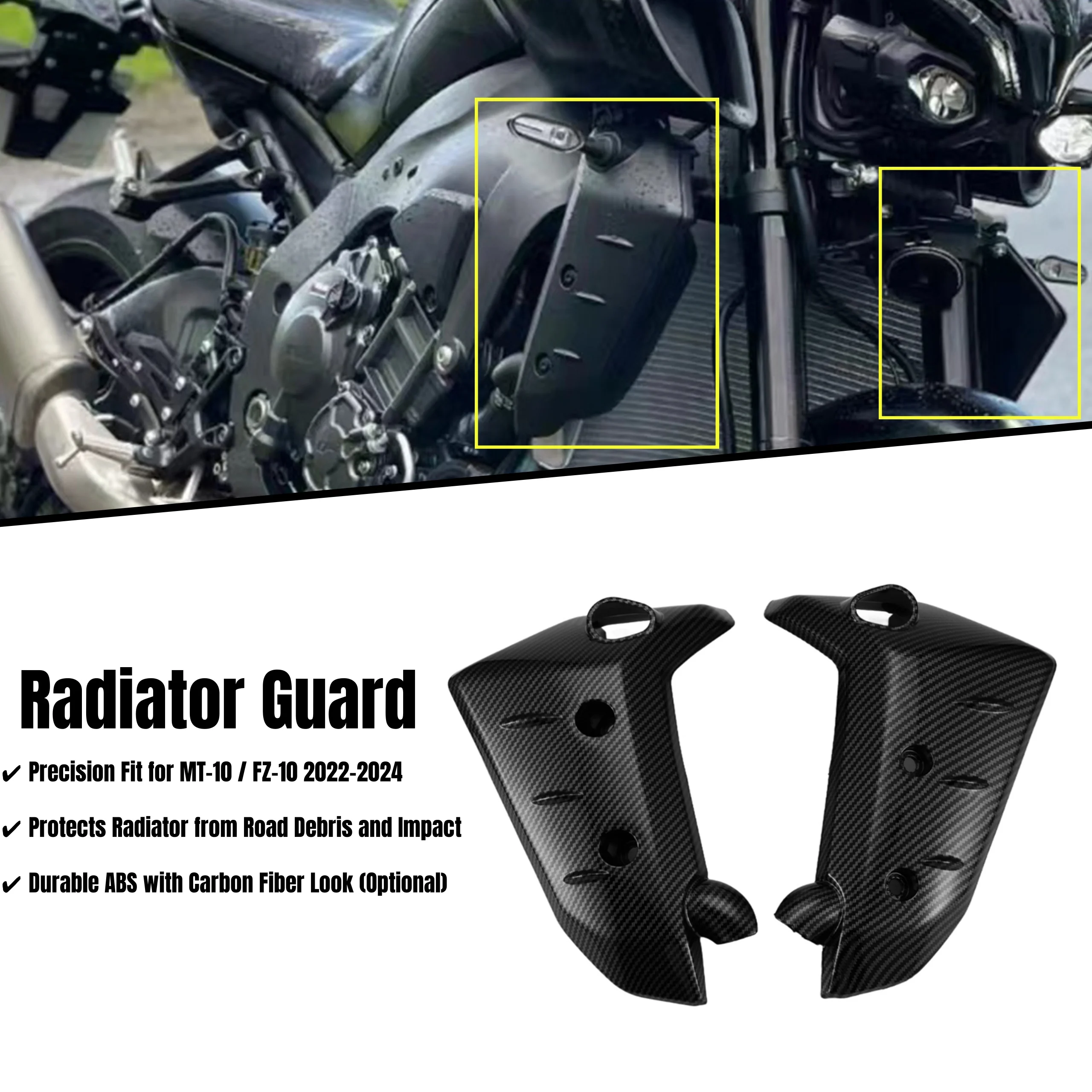 

Radiator Side Frame Slider Guard for Yamaha MT-10 FZ-10 MT 10 2022 2023 2024 Motorcycle Crash Protector Parts