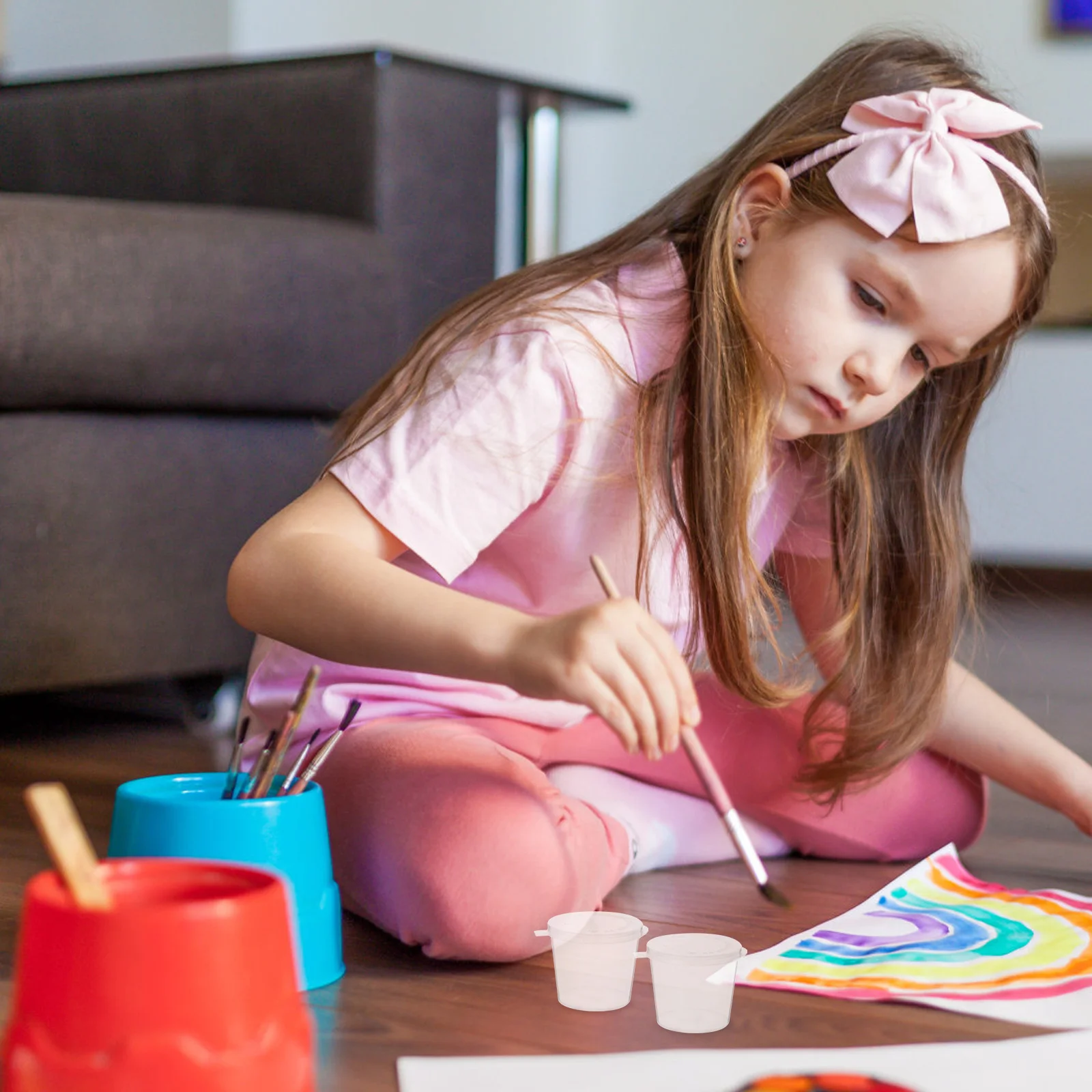 

100Pcs Pigment Cups Watercolor Plastic Storage Cups for Art Painting Color Mixing Pigment Holder DIY Supplies Clay Containers