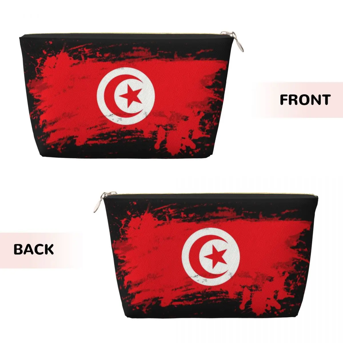 Custom Tunisia Flag Splatter Travel Cosmetic Bag for Women Tunisian Proud Toiletry Makeup Organizer Lady Beauty Storage Dopp Kit