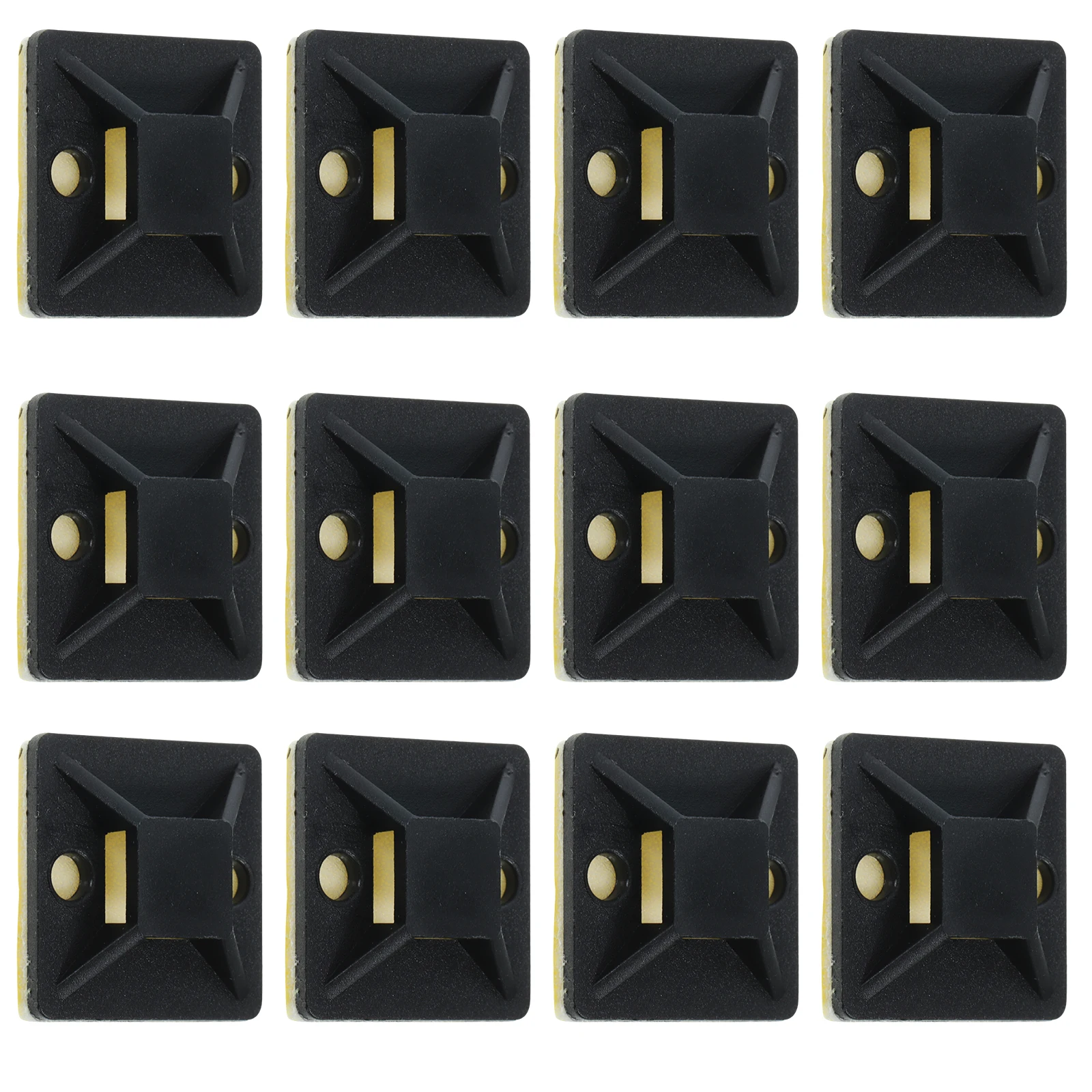 

100 Pcs Self Adhesive Base Wire Downs Tie Mount Tie Holder Screw Hole Black Mounting Squares Wire Downs