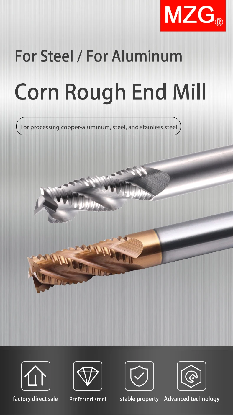 MZG Schrupfrundfräser aus Wolframkarbid, 3-4 Schneiden, HRC55, 4-16mm, für Aluminium/Stahl, CNC-Werkzeuge – Detail 1