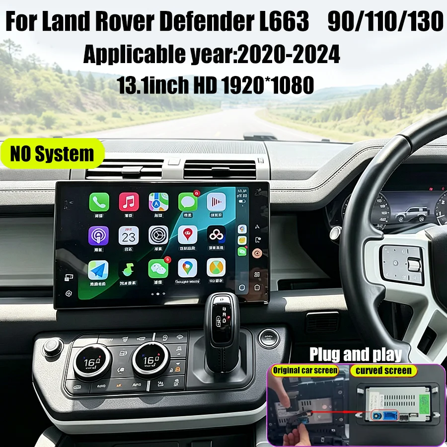 13.1-inch Curved Screen For Land Rover Defender 90/110/130 L663 2020-2024 Head UnitScreen Full Touch Retain OEM Systems