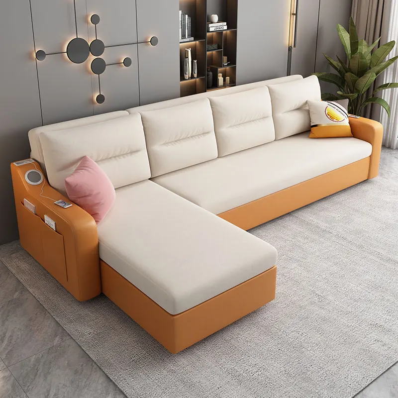 Cream wind technology cloth sofa bed multi-functional small apartment living room sitting and lying folding dual-purpose double