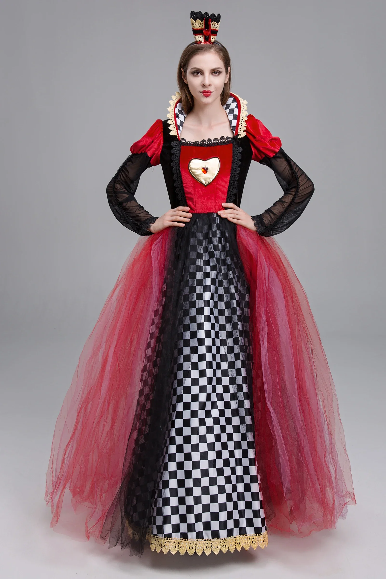 Halloween Alice In Wonderland Red Queen of Hearts Carnival Costume Stage Performance Princess Cosplay Parent-child Fancy Dress