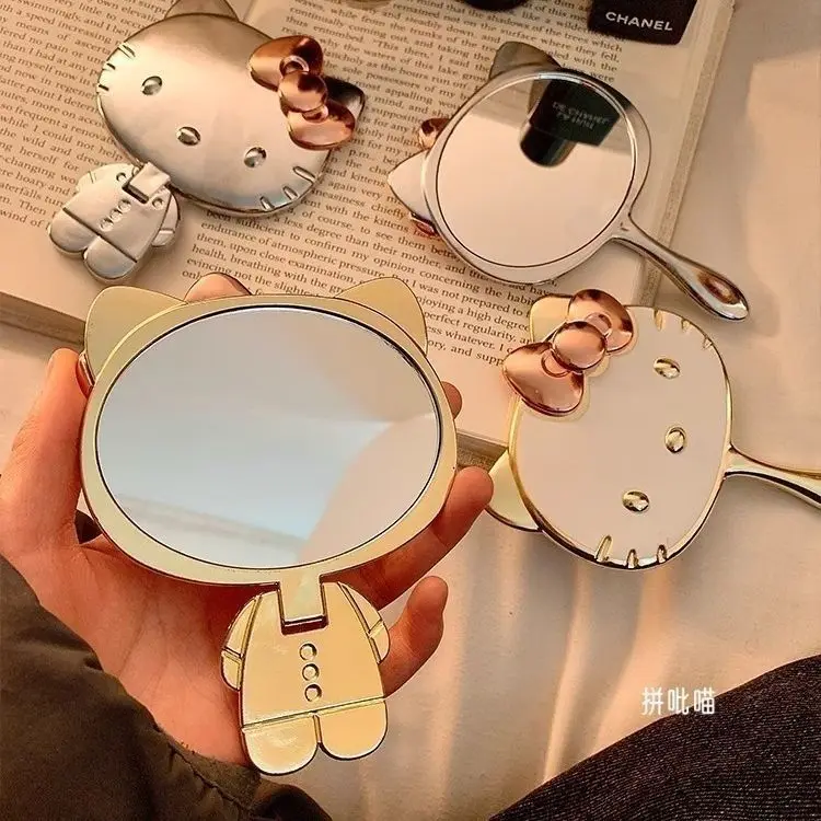 Hello Kitty Anime 3D portátil nuevo estilo princesa de gama alta exquisito gatito Kt gato maquillaje espejo de mano espejo portátil al aire libre