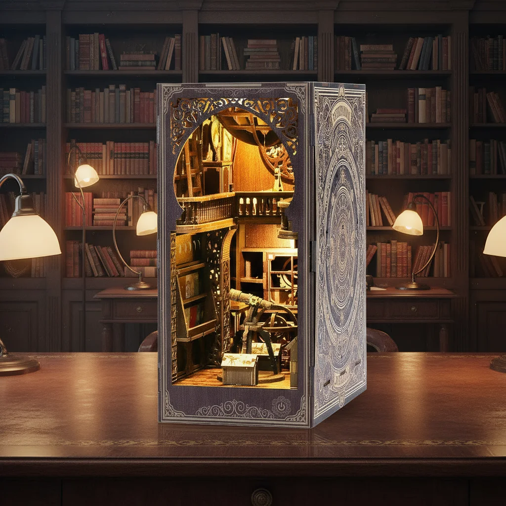 

DIY Book Nook Kit Museum of Astronomy Wooden Miniature Building 3D Puzzle Bookshelf Decor Gift for Adults Teens