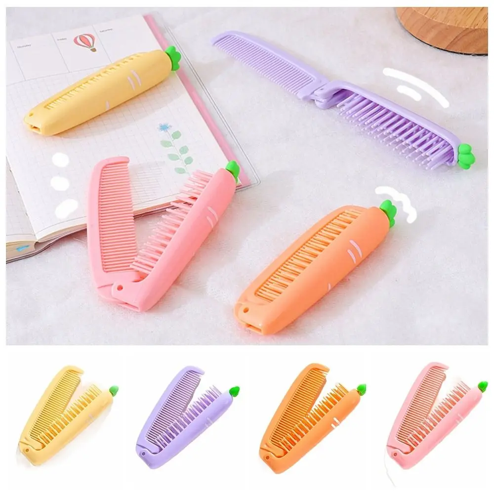 Portable Cartoon Foldable Hair Comb Carrot Detangling Folding Comb Hair Styling Professional Hair Brush Girls