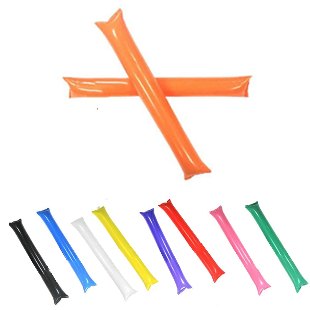 عصا الهتاف القابلة للنفخ مكونة من 10 عبوات من دعائم الألعاب الملونة للحفلات الموسيقية والمطابقات الرياضية لإظهار فريقك