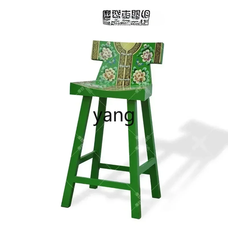 LTT Painted Dining Chair Chinese Bar Stool Bar Chair Household Square Stool Antique Solid Wood Furniture
