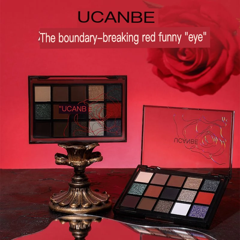 Ucanbe 15-color Eyeshadow Palette Advanced Makeup Play Red Halloween Makeup Multi-color Pearlescent Matte Eyeshadow