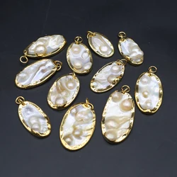 New Fashion Natural Shell Pendant Oval Mother of Pearl Charms Bead for Jewelry Making DIY Necklace Earring Accessories Gift 1pc