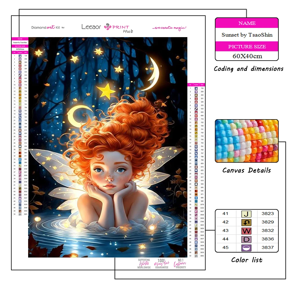 Cartoon Diamond Painting Kits Star Moon Angel Girl Full Drill Cross Stitch Mosaic Art Embroidery Bedroom Wall Sticker Home Decor