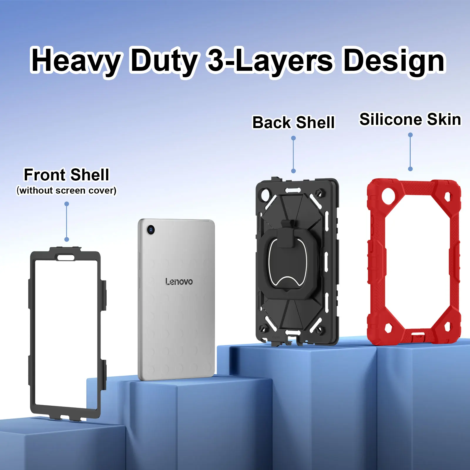 Kids Proof Case for Lenovo Tab One 8.7 inch K9 TB305FU 2025 Shockproof Handle Strap Cover with Shoulder Strap
