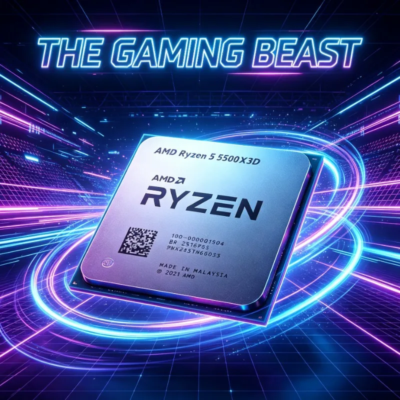 Ryzen 5 5500X3D AM4 Socket Desktop CPU 6C12T 3GHz 96MB L3 Cache 7NM DDR4 105W Gaming Processor No Fan